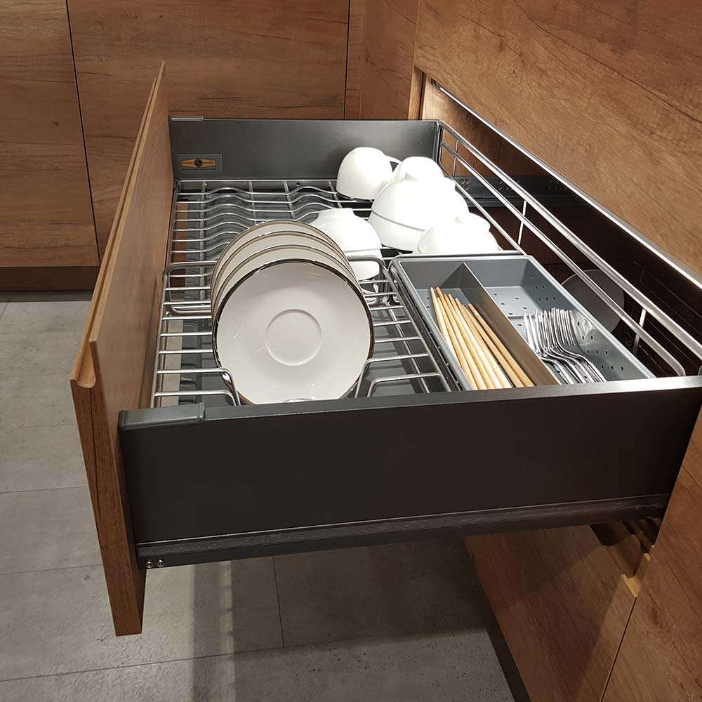 Phụ kiện tủ bếp với ray giảm chấn