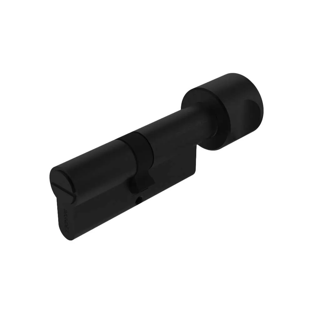 Bathroom cylinder with round thumbturn_70mm_Satin black