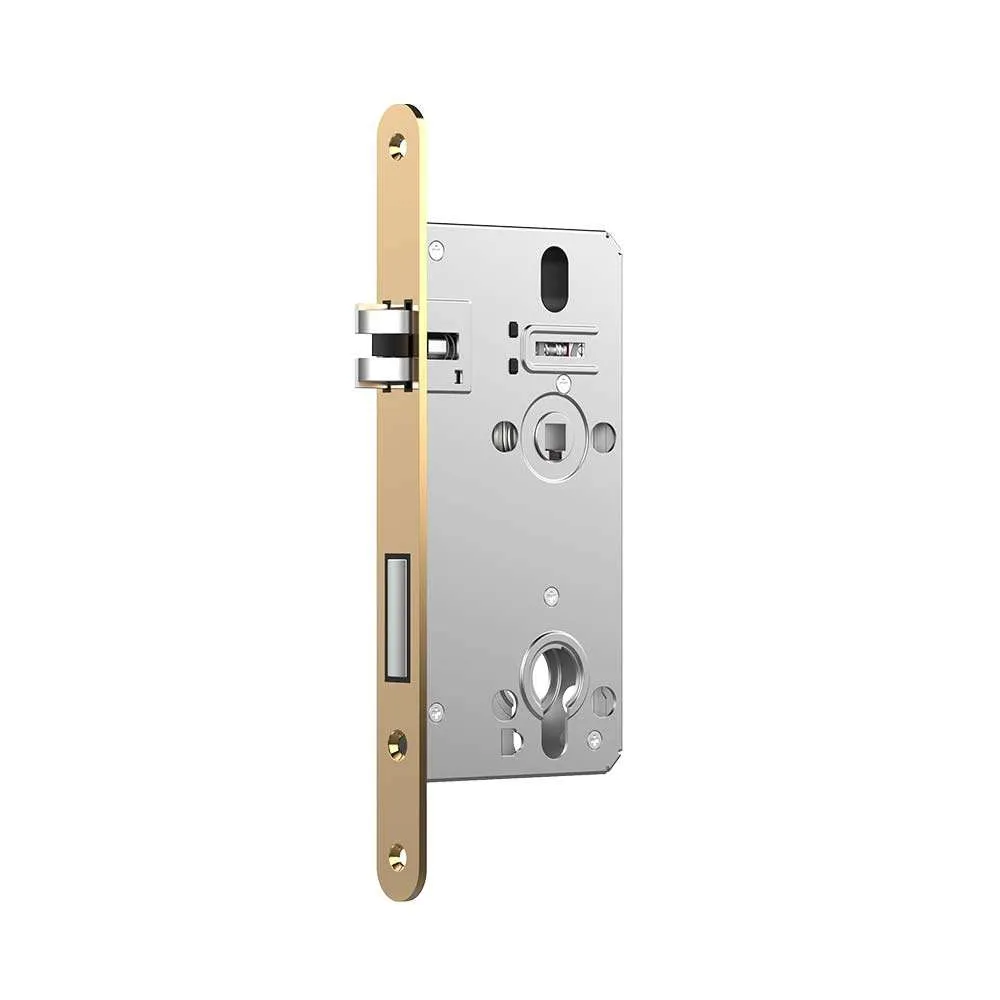 Silent mortise lock for profile cylinder_55/72mm_Polished gold