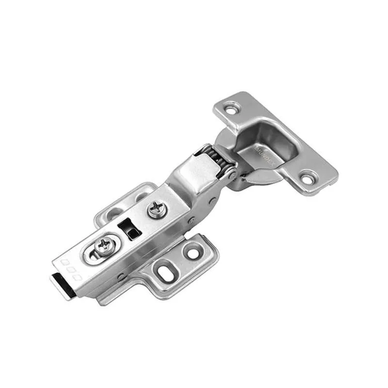 Bản Lề Tủ Lắp Cài Giảm Chấn 2 Chiều Trùm Nửa Màu Niken Mờ