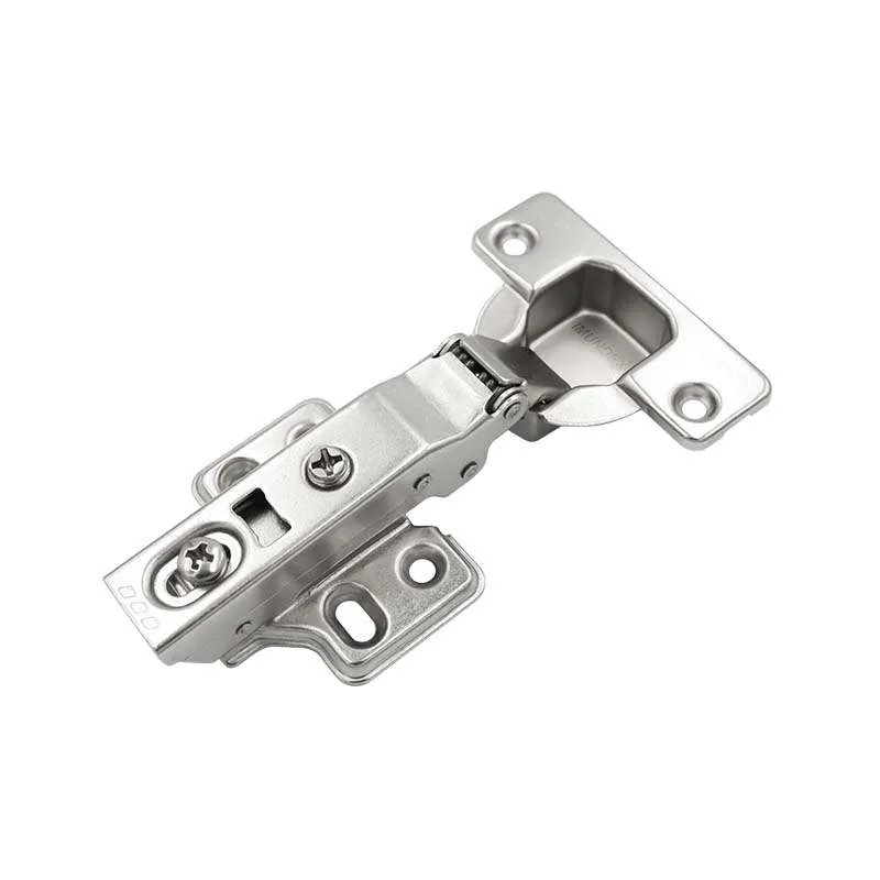 Bản Lề Tủ Đế Cố Định Giảm Chấn 2 Chiều Trùm Ngoài Màu Niken Mờ